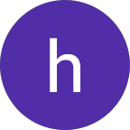 A lowercase white letter 'h' is displayed in the center of a solid purple circle.