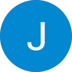 A solid blue circular profile image with the uppercase letter J rendered in white in the center.